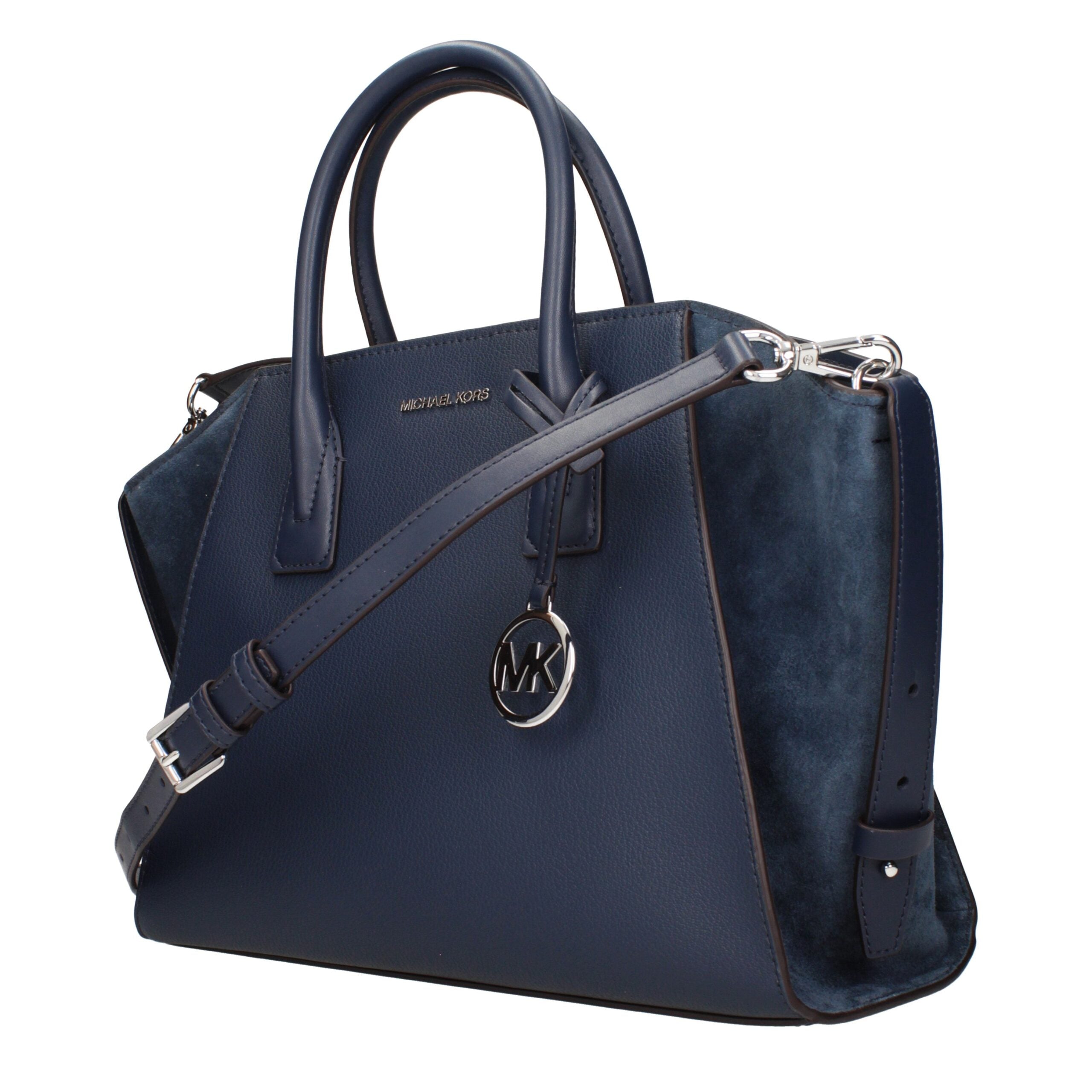 Blue Leather HandbagsDescription: The product with MPN 35F4S4VS3LNAVY and code F83973 leather in blue is a handbags designed by Michael Kors. It has features like front logo, removable details, adjustable straps, adjustable shoulder, removable shoulder.Bl