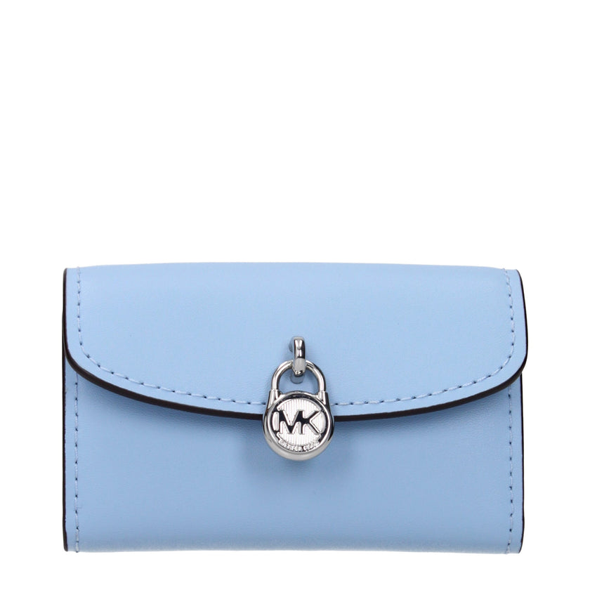 Light Blue Leather WalletDescription: The product with MPN 35S5S1YE0LLTSKY and code F85048 leather in heavenly is a coin purses designed by Michael Kors. It has features like front detail, front logo, external pocket.Light Blue Leather Wallet${tagsMichael