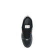 Black Calf Leather Bos Taurus SneakersScreener Sneakers by Gucci are made of leather, with a round toe for comfort and a lace-up front closure for a customized fit. The side panels are embellished with the iconic colored webbing bands, a distinctive detai