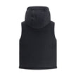Black Wool Sleveless JacketThe Reversible Bouclé Wool Gilet by Gucci fuses practicality with contemporary elegance. One side showcases the rich texture of black bouclé wool, while the other reveals nylon detailed with the iconic GG motif, offering two dis