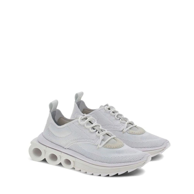 White Nylon Athletic SneakersDescription: – Composition: 100% Nylon – Inner: 100% Leather – Insole: 100% Leather – Sole: 100% Rubber – pull tab at the rear – Round toe – Embossed logo detail – Slip-on design – Lace detail – Knitted upper – Made in Italy –