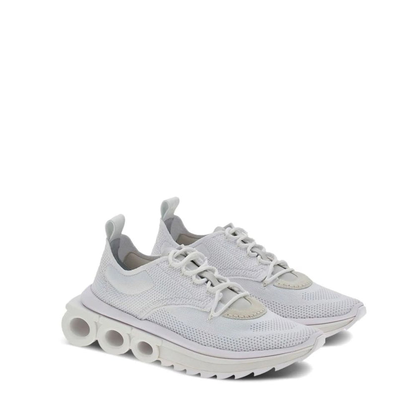 White Nylon Athletic SneakersDescription: – Composition: 100% Nylon – Inner: 100% Leather – Insole: 100% Leather – Sole: 100% Rubber – pull tab at the rear – Round toe – Embossed logo detail – Slip-on design – Lace detail – Knitted upper – Made in Italy –