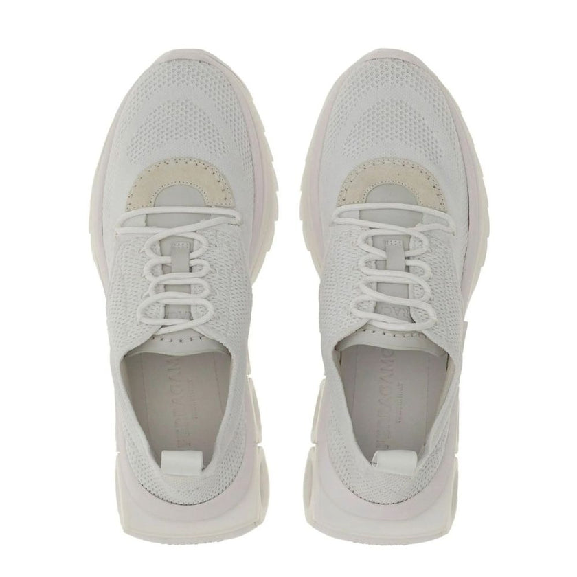 White Nylon Athletic SneakersDescription: – Composition: 100% Nylon – Inner: 100% Leather – Insole: 100% Leather – Sole: 100% Rubber – pull tab at the rear – Round toe – Embossed logo detail – Slip-on design – Lace detail – Knitted upper – Made in Italy –