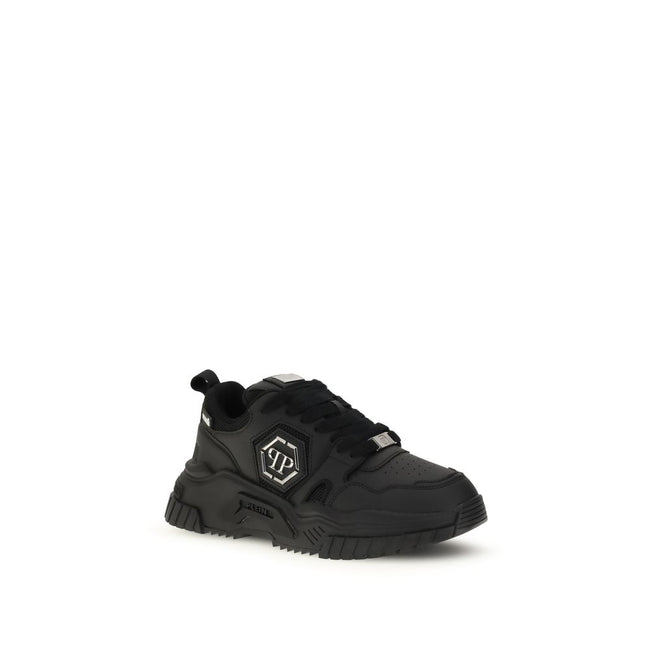 Black Polyester Athletic SneakersNew Predator Sneakers by Philipp Plein add a bold and distinctive touch to your look with their bold design and quality materials. Made of a blend of synthetic leather and mesh, they feature a logo patch on the outer quart