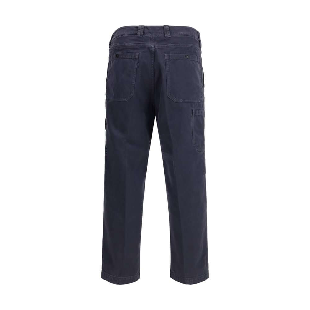 Purple Cotton Casual PantsThe Stone Island relaxed fit Trousers combine comfort with modern style. Designed with a regular waist and belt loops, they feature functional side pockets, back pockets, and the signature logo patch on the left leg. A versatile