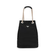 Black Recycled Polyamide Shoulder BagMedium Mariner Re-Nylon Bucket Bag by Prada combines functional design and sustainable materials. The soft, roomy silhouette is enhanced by rope and leather sliding handles that contrast with the technical texture of R