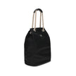 Black Recycled Polyamide Shoulder BagMedium Mariner Re-Nylon Bucket Bag by Prada combines functional design and sustainable materials. The soft, roomy silhouette is enhanced by rope and leather sliding handles that contrast with the technical texture of R