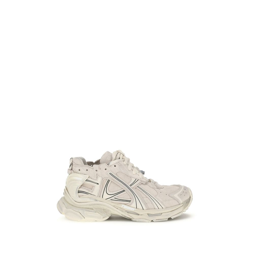 Beige Rubber Athletic SneakersThe Runner Sneakers by Balenciaga blend sportswear aesthetics with artisanal craftsmanship. Inspired by trekking and running shoes, they feature a layered, high-performance construction finished with a vintage wash that creat