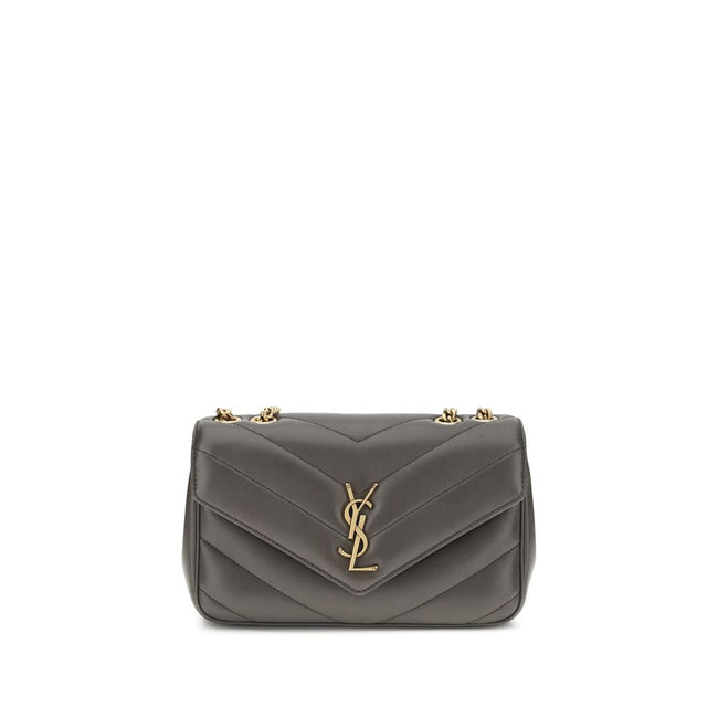 Gray Lamb Ovis Aries Aries Shoulder BagThe LouLou Shoulder Bag by Saint Laurent is an icon of timeless elegance. Crafted with the unmistakable quilted design, it features a front closure with magnetic flap embellished with the brass logo applied on the fr