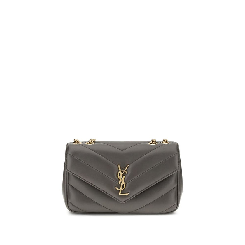 Gray Lamb Ovis Aries Aries Shoulder BagThe LouLou Shoulder Bag by Saint Laurent is an icon of timeless elegance. Crafted with the unmistakable quilted design, it features a front closure with magnetic flap embellished with the brass logo applied on the fr