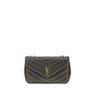 Gray Calf Leather Bos Taurus Shoulder BagThe LouLou Shoulder Bag by Saint Laurent is an icon of timeless elegance. Crafted with the unmistakable quilted design, it features a front closure with magnetic flap embellished with the brass logo applied on the