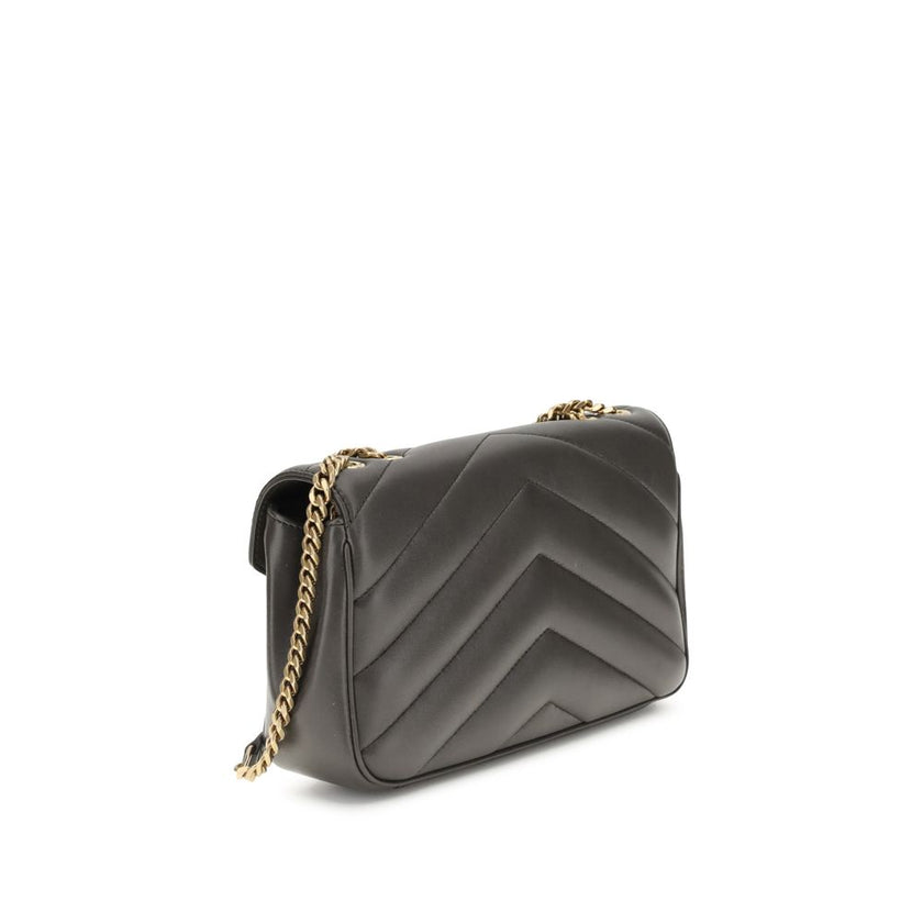Gray Lamb Ovis Aries Aries Shoulder BagThe LouLou Shoulder Bag by Saint Laurent is an icon of timeless elegance. Crafted with the unmistakable quilted design, it features a front closure with magnetic flap embellished with the brass logo applied on the fr