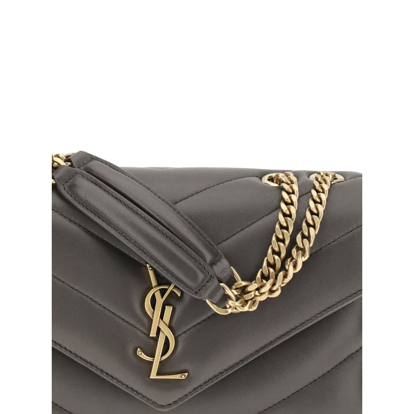 Gray Lamb Ovis Aries Aries Shoulder BagThe LouLou Shoulder Bag by Saint Laurent is an icon of timeless elegance. Crafted with the unmistakable quilted design, it features a front closure with magnetic flap embellished with the brass logo applied on the fr
