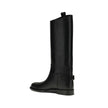 Black Calf Leather Bos Taurus Flat BootsLeather high Boots by Burberry combine essential lines and iconic details in a sleek, functional design. Featuring a flat sole and round toe, they offer a comfortable fit for everyday wear. There is a decorative buc