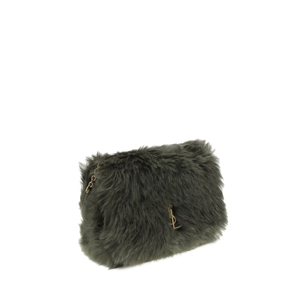 Green Lamb Ovis Aries Aries Shoulder BagThe Jamie medium Shearling Shoulder Bag by Saint Laurent is a refined and eye-catching accessory embellished with the CASSANDRE decoration on the front. Lightweight and roomy, it features an adjustable sliding shoul