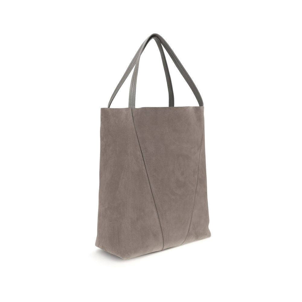 Gray Calf Leather Bos Taurus Shoulder BagThe Spin Tote Bag by Chloé embodies refined, timeless style. Crafted from soft suede calfskin with smooth leather trims, it features a clean, rectangular silhouette defined by minimalist lines. Dual top handles all