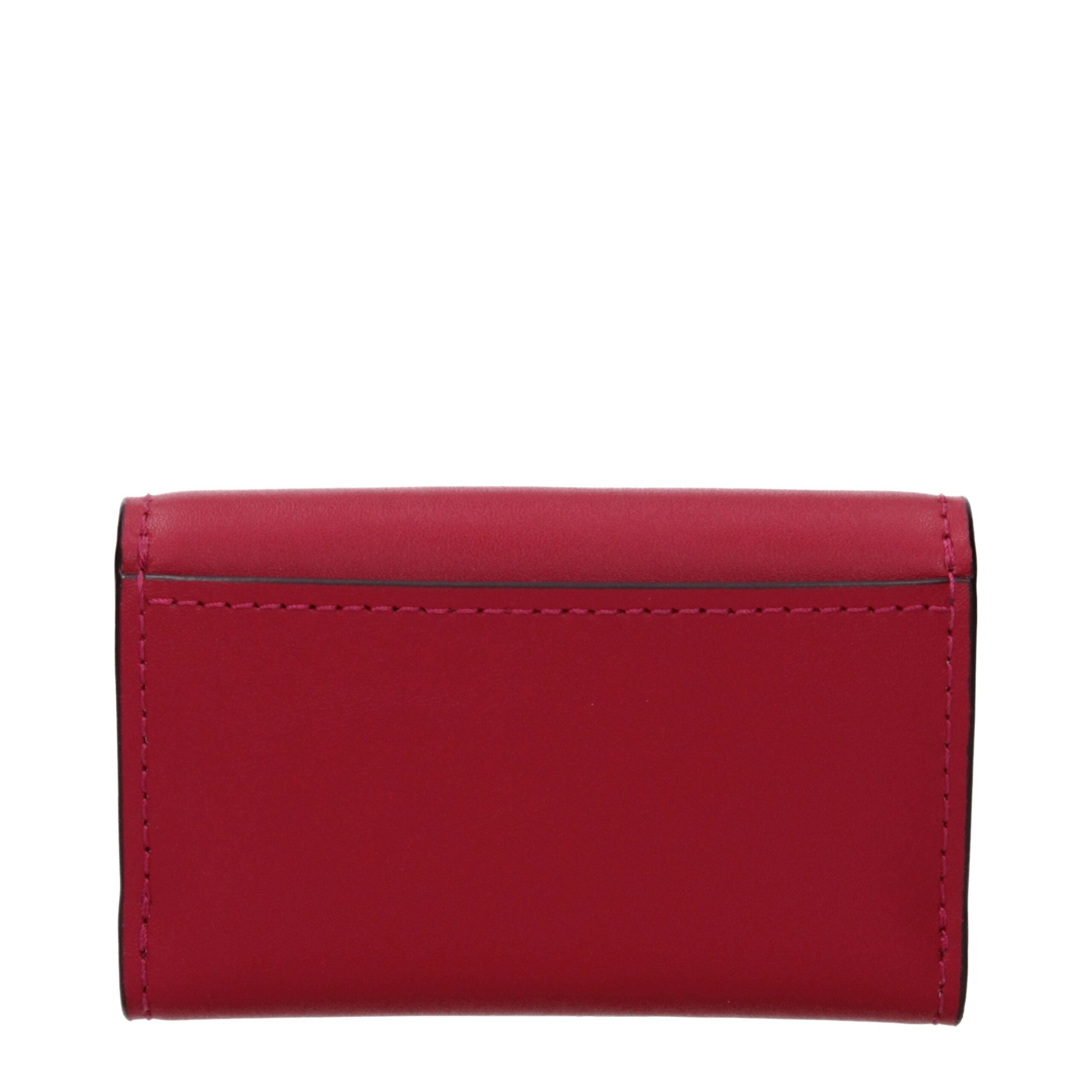 Red Leather Coin Purse with Front Logo by Michael Kors