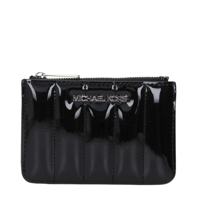 Black Leather WalletDescription: The product with MPN 35T5STVP1ABLACK and code F85050 patent leather in black is a coin purses designed by Michael Kors. It has features like front logo.Black Leather Wallet${tagsMichael KorsAulae Black Leather Wallet Micha