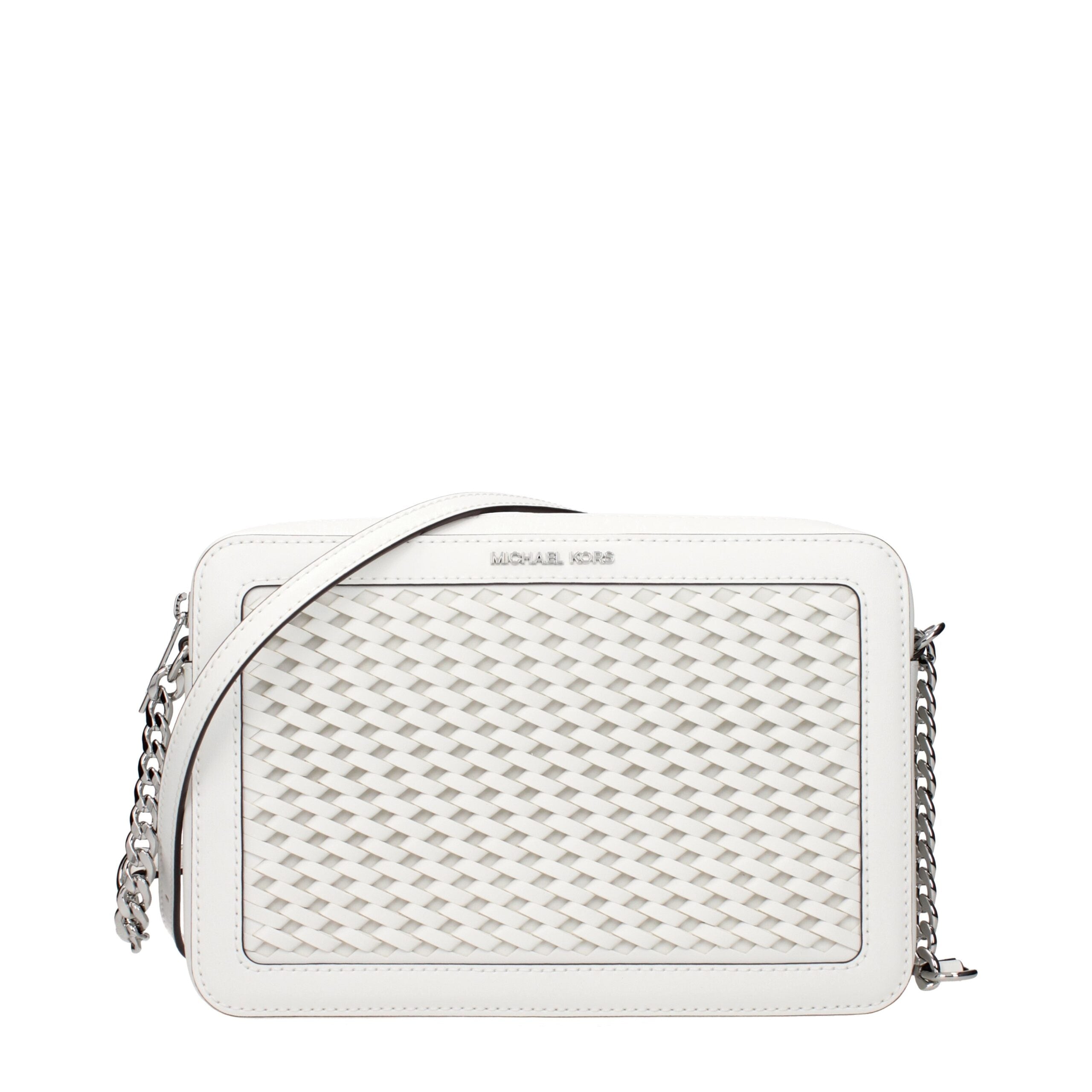 White Leather Crossbody BagDescription: The product with MPN 35T5STTC3YOPTICWHITE and code F85062 leather in white is a crossbody bags designed by Michael Kors. It has features like front logo, adjustable shoulder.White Leather Crossbody Bag${tagsMichael