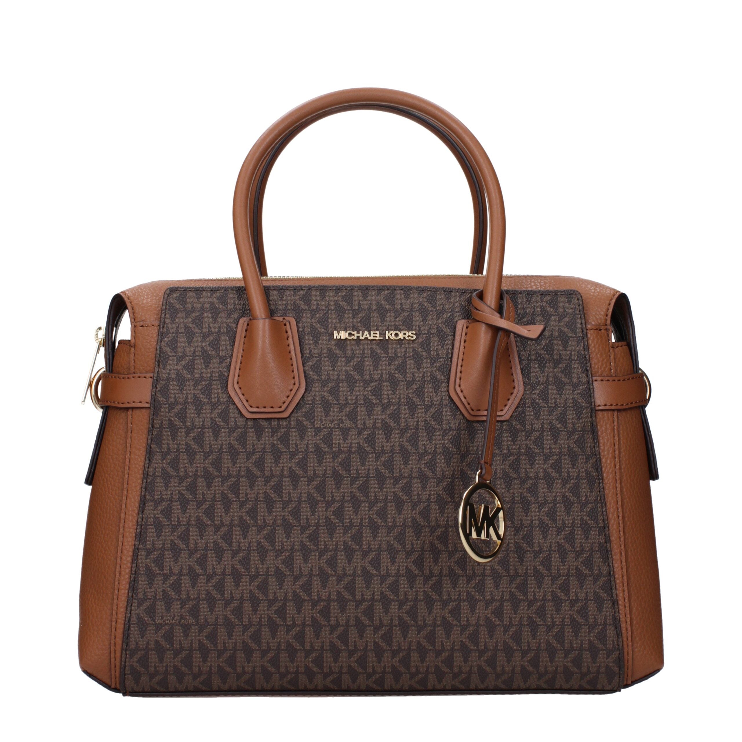 Brown Fabric HandbagsDescription: The product with MPN 35F2GM9S8BBROWN and code F85063 fabric in brown is a handbags designed by Michael Kors. It has features like logo, adjustable shoulder, removable shoulder, front detail, removable details.Brown Fabric