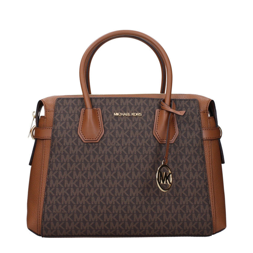 Brown Fabric HandbagsDescription: The product with MPN 35F2GM9S8BBROWN and code F85063 fabric in brown is a handbags designed by Michael Kors. It has features like logo, adjustable shoulder, removable shoulder, front detail, removable details.Brown Fabric
