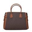 Brown Fabric HandbagsDescription: The product with MPN 35F2GM9S8BBROWN and code F85063 fabric in brown is a handbags designed by Michael Kors. It has features like logo, adjustable shoulder, removable shoulder, front detail, removable details.Brown Fabric