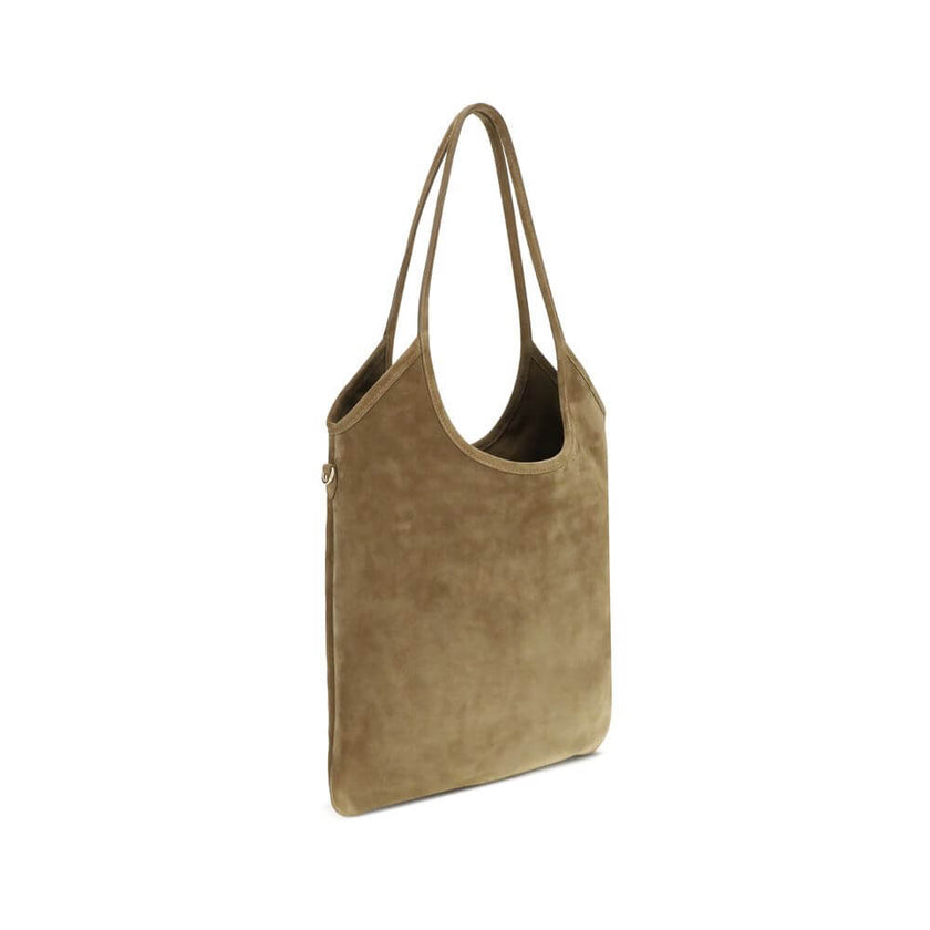 Ivy Shoulder BagThe Ivy Shoulder Bag by Miu Miu combines elegance and practicality in a sophisticated design. Featuring soft suede handles and gold hardware, it’s embellished with a leather logo lettering on the front. The cotton-lined interior includes a