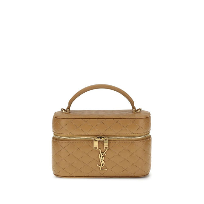 Vanity Gaby leather HandbagThe Vanity Gaby leather Handbag by Saint Laurent combines elegance and practicality in a compact and refined design. Featuring an all-over quilted finish, it features a flat top handle, a double-slider twist closure, and an adju