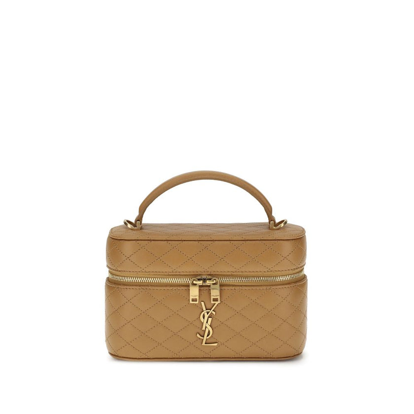 Vanity Gaby leather HandbagThe Vanity Gaby leather Handbag by Saint Laurent combines elegance and practicality in a compact and refined design. Featuring an all-over quilted finish, it features a flat top handle, a double-slider twist closure, and an adju