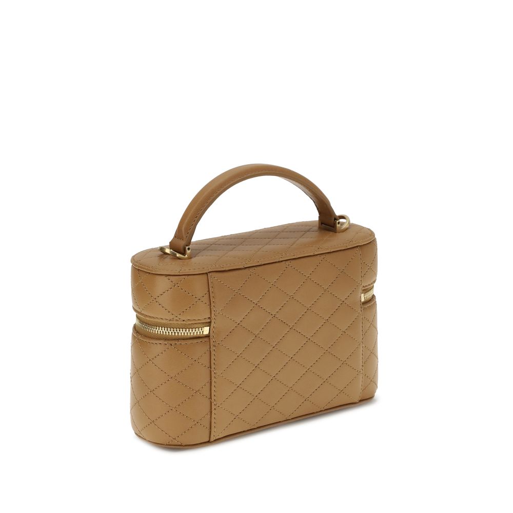 Vanity Gaby leather HandbagThe Vanity Gaby leather Handbag by Saint Laurent combines elegance and practicality in a compact and refined design. Featuring an all-over quilted finish, it features a flat top handle, a double-slider twist closure, and an adju