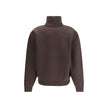 Brown Lamb Leather SweatshirtThe chunky Wool Knit Pullover by Yves Saint Laurent embodies the essence of tailored knitwear with a bold and refined character. Made from certified wool, it features a stand-up collar and oversized structured shoulders, givin