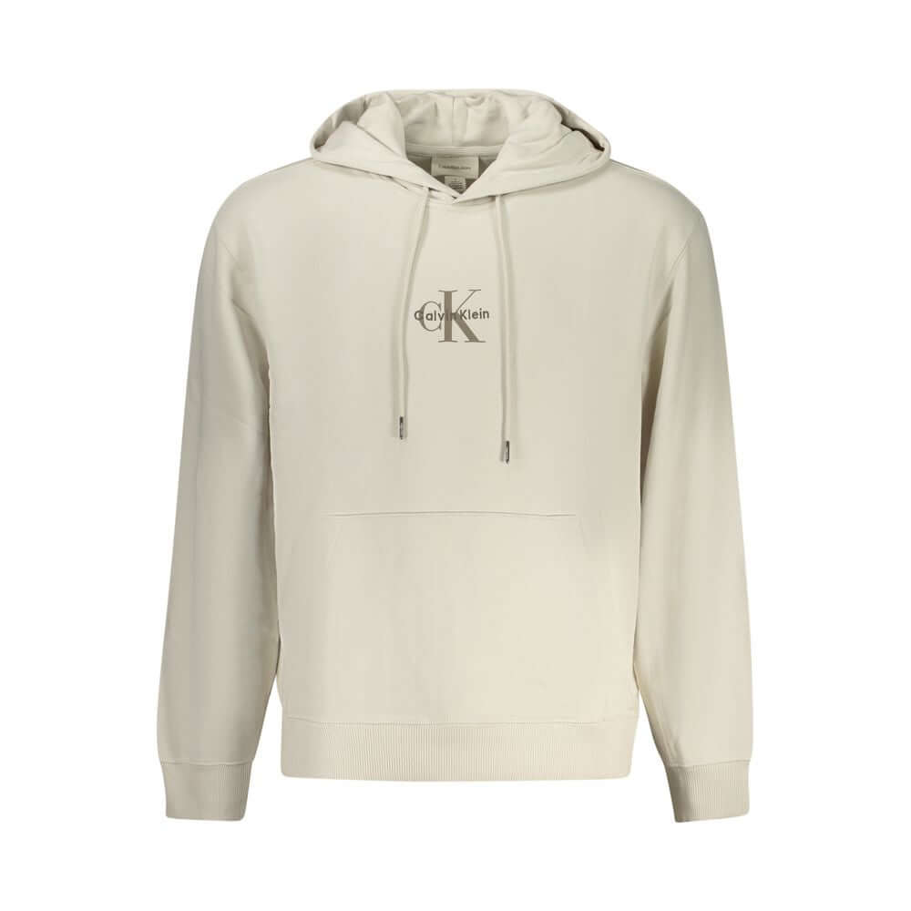 Beige Cotton Men SweaterTranscend the ordinary with Calvin Klein’s captivating beige hoodie, the ultimate symbol of effortless luxe and contemporary cool. This fashion-forward piece boasts intricate embroidery and a bold logo, guaranteeing to catch the ey