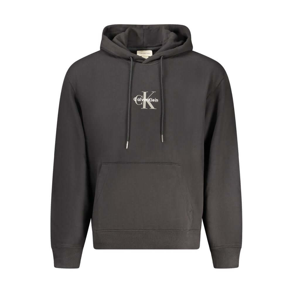 Black Cotton Men Sweater HoodieInfuse your wardrobe with the bold, contemporary edge of Calvin Klein. This sleek black hoodie features meticulous embroidery and a standout print to broadcast your fashion-forward taste. Designed for both comfort and style,