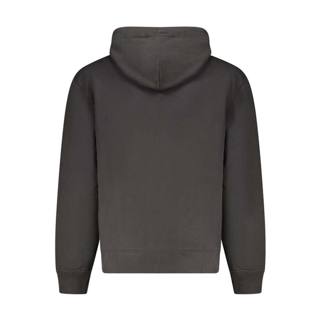 Black Cotton Men Sweater HoodieInfuse your wardrobe with the bold, contemporary edge of Calvin Klein. This sleek black hoodie features meticulous embroidery and a standout print to broadcast your fashion-forward taste. Designed for both comfort and style,