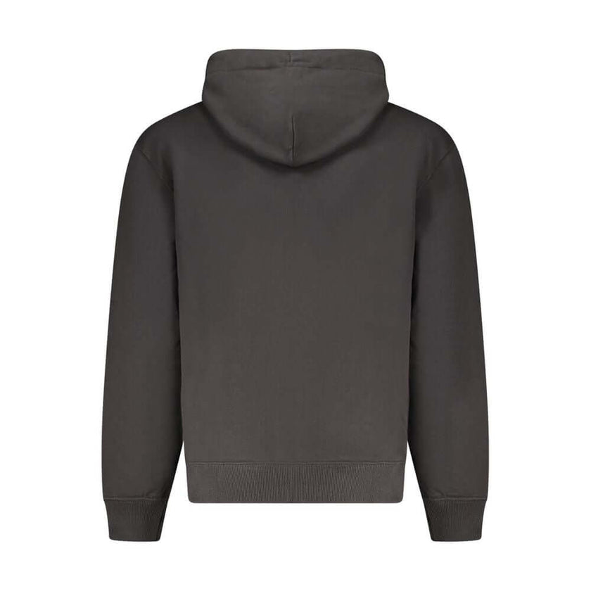 Black Cotton Men Sweater HoodieInfuse your wardrobe with the bold, contemporary edge of Calvin Klein. This sleek black hoodie features meticulous embroidery and a standout print to broadcast your fashion-forward taste. Designed for both comfort and style,