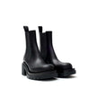 Black Leather Ankle BootsBottega Veneta Black Leather Lug Ankle Boots. Maxi black lug sole with heel, round toe, brushed leather, elastic side bands, and a pull-tab at the back for easy on and off. Composition: Leather Internal SKU: 25OTT03 Brand SKU: 667