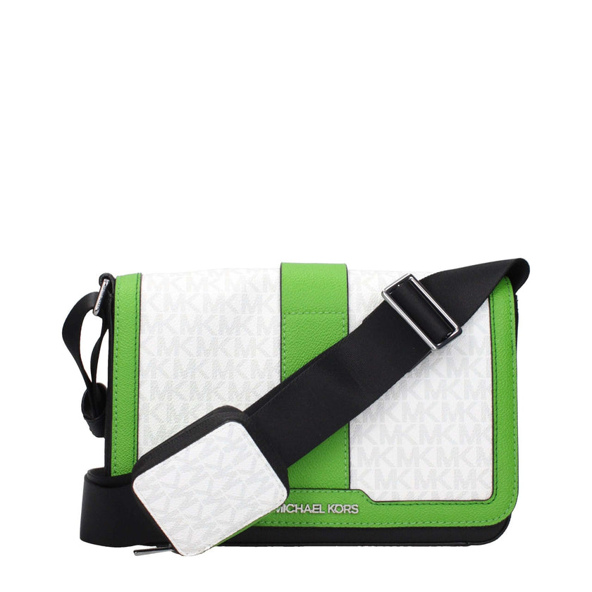 White Fabric Crossbody BagDescription: The product with MPN 37S5LCOM6BJUNGLEGREEN and code F85069 fabric in white is a crossbody bags designed by Michael Kors. It has features like logo, adjustable shoulder, removable details.White Fabric Crossbody Bag${t