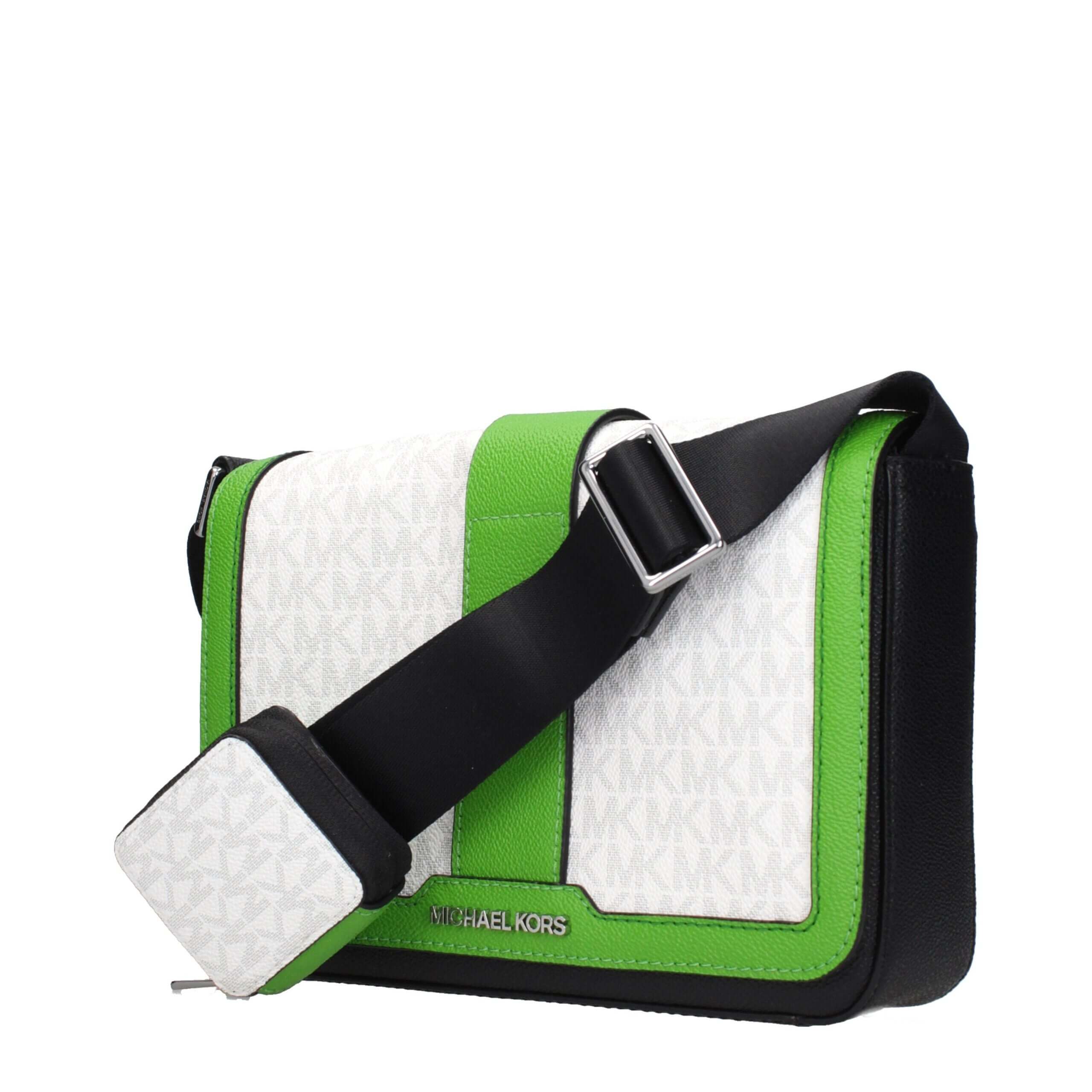 White Fabric Crossbody BagDescription: The product with MPN 37S5LCOM6BJUNGLEGREEN and code F85069 fabric in white is a crossbody bags designed by Michael Kors. It has features like logo, adjustable shoulder, removable details.White Fabric Crossbody Bag${t