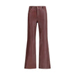 Bordeaux Leather PantsThe flared lambskin leather trousers by Chloé, crafted from slightly textured leather for a refined and distinctive look. Featuring a front zip and logo-engraved button closure, belt loops and a classic five-pocket design. An iconic