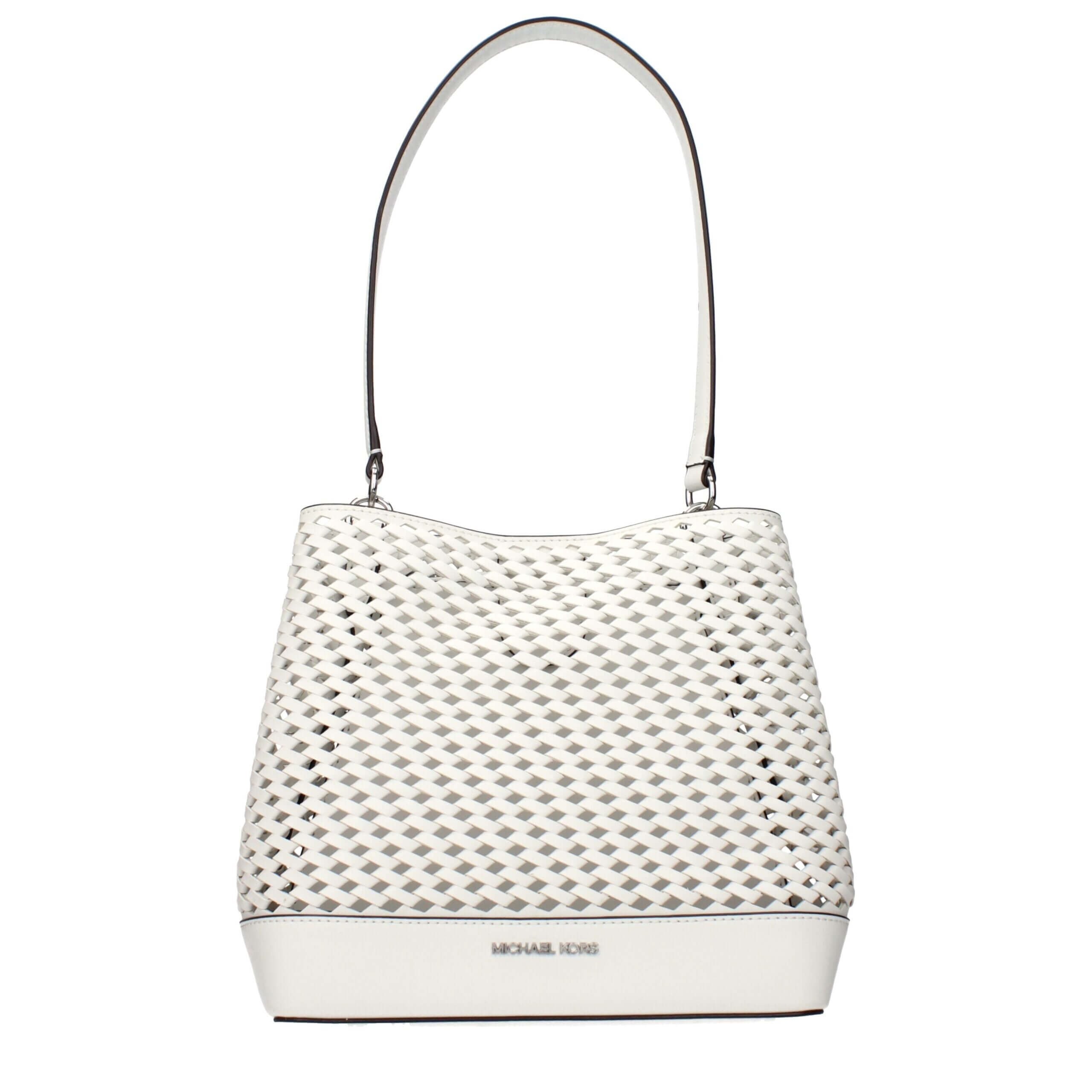 White Leather Shoulder BagDescription: The product with MPN 35T5S3FS2YOPTICWHITE and code F85072 leather in white is a shoulder bags designed by Michael Kors. It has features like front logo, divider inner pocket.White Leather Shoulder Bag${tagsMichael Ko