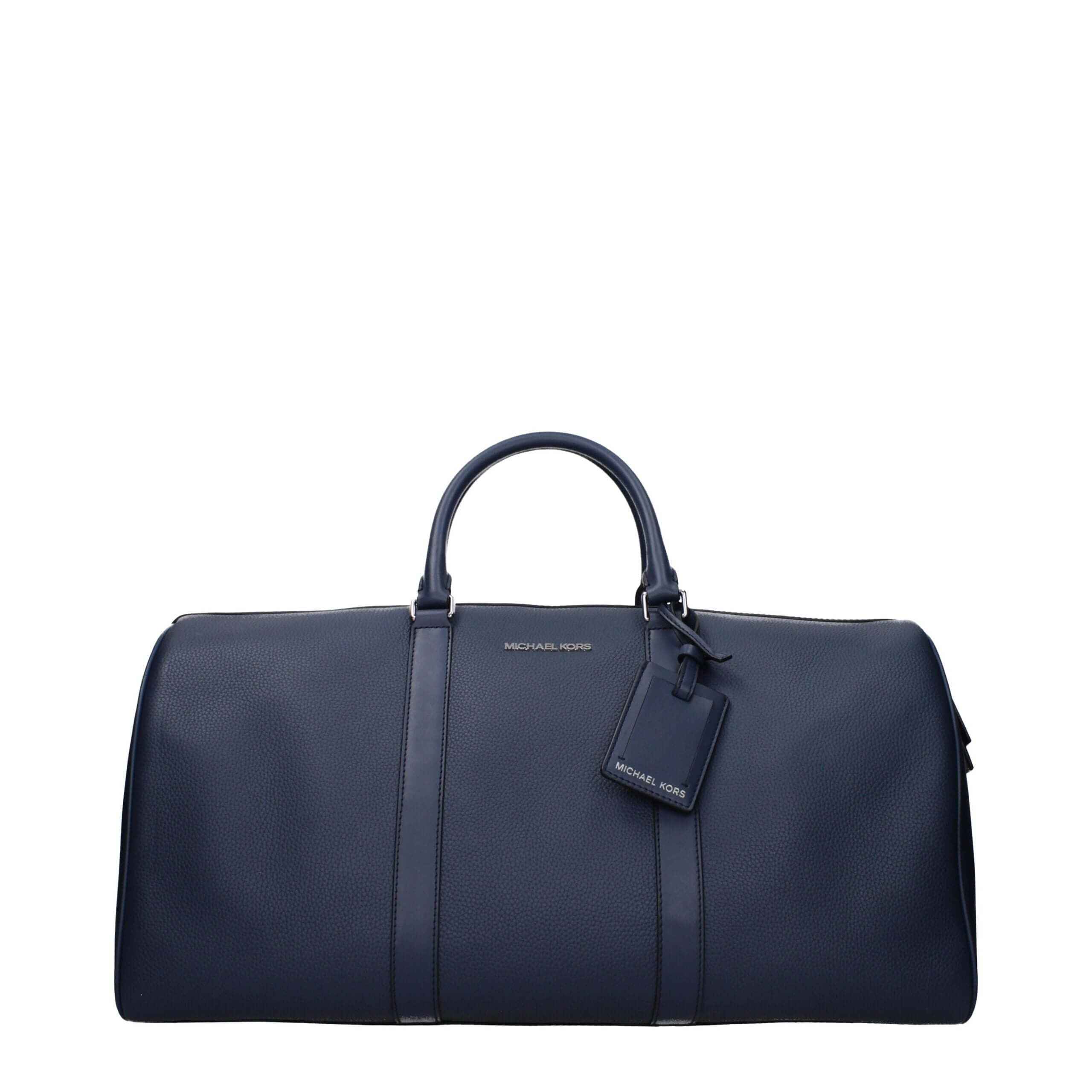 Blue Leather Luggage And TravelDescription: The product with MPN 37S4LOLU3LNAVY and code F85079 leather in blue is a travel bags designed by Michael Kors. It has features like front logo, adjustable shoulder, removable shoulder, detachable name tag.Blue L