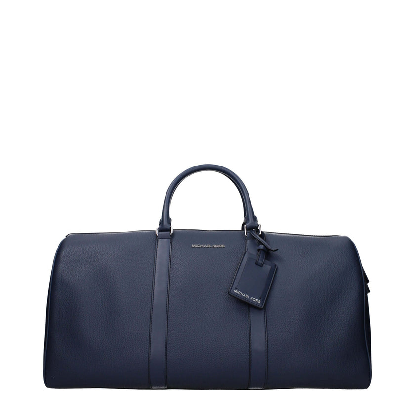 Blue Leather Luggage And TravelDescription: The product with MPN 37S4LOLU3LNAVY and code F85079 leather in blue is a travel bags designed by Michael Kors. It has features like front logo, adjustable shoulder, removable shoulder, detachable name tag.Blue L