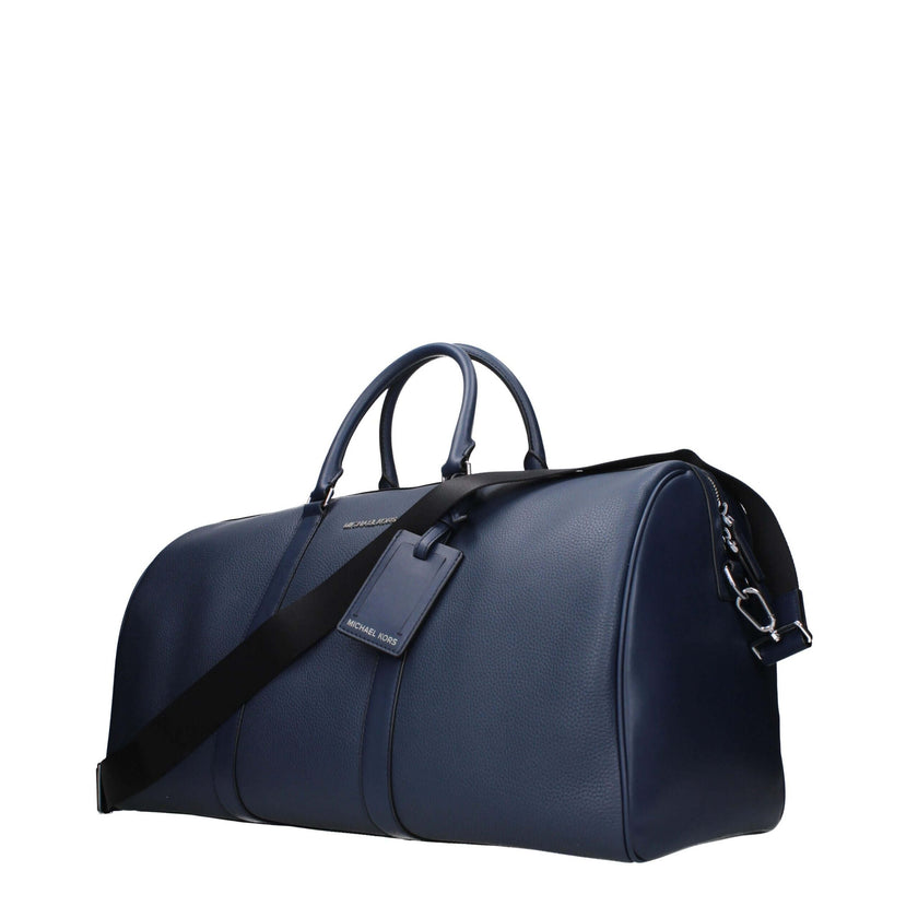 Blue Leather Luggage And TravelDescription: The product with MPN 37S4LOLU3LNAVY and code F85079 leather in blue is a travel bags designed by Michael Kors. It has features like front logo, adjustable shoulder, removable shoulder, detachable name tag.Blue L