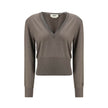 Brown Cashmere Cashmere SweaterThis long-sleeve Sweater features a deep V-neck and is crafted from lightweight Grey Cashmere and Silk knit. Finished with a high hem and ribbed cuffs, it combines softness, comfort, and refined elegance, perfect for sophist