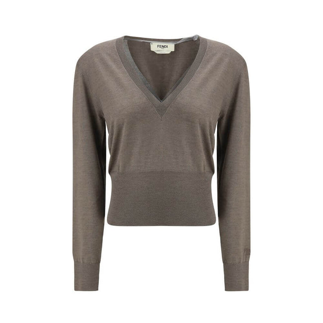 Brown Cashmere Cashmere SweaterThis long-sleeve Sweater features a deep V-neck and is crafted from lightweight Grey Cashmere and Silk knit. Finished with a high hem and ribbed cuffs, it combines softness, comfort, and refined elegance, perfect for sophist
