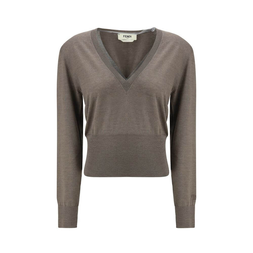 Brown Cashmere Cashmere SweaterThis long-sleeve Sweater features a deep V-neck and is crafted from lightweight Grey Cashmere and Silk knit. Finished with a high hem and ribbed cuffs, it combines softness, comfort, and refined elegance, perfect for sophist