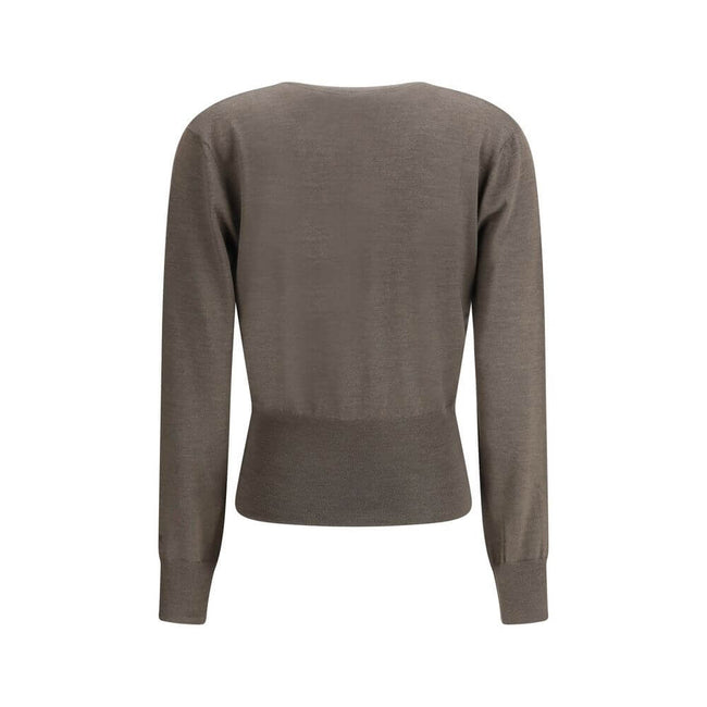 Brown Cashmere Cashmere SweaterThis long-sleeve Sweater features a deep V-neck and is crafted from lightweight Grey Cashmere and Silk knit. Finished with a high hem and ribbed cuffs, it combines softness, comfort, and refined elegance, perfect for sophist