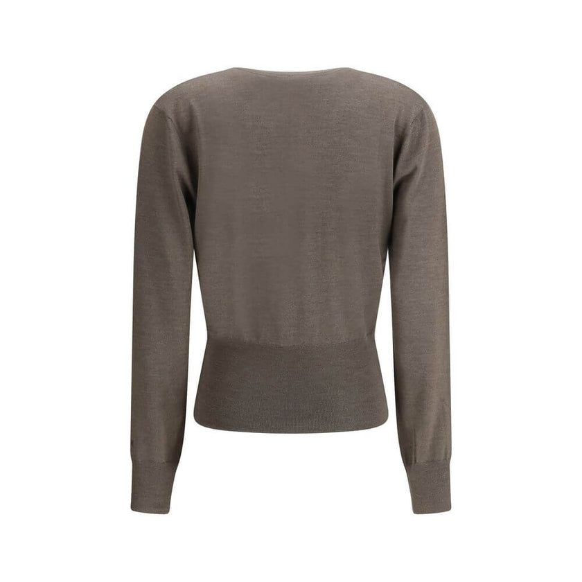 Brown Cashmere Cashmere SweaterThis long-sleeve Sweater features a deep V-neck and is crafted from lightweight Grey Cashmere and Silk knit. Finished with a high hem and ribbed cuffs, it combines softness, comfort, and refined elegance, perfect for sophist