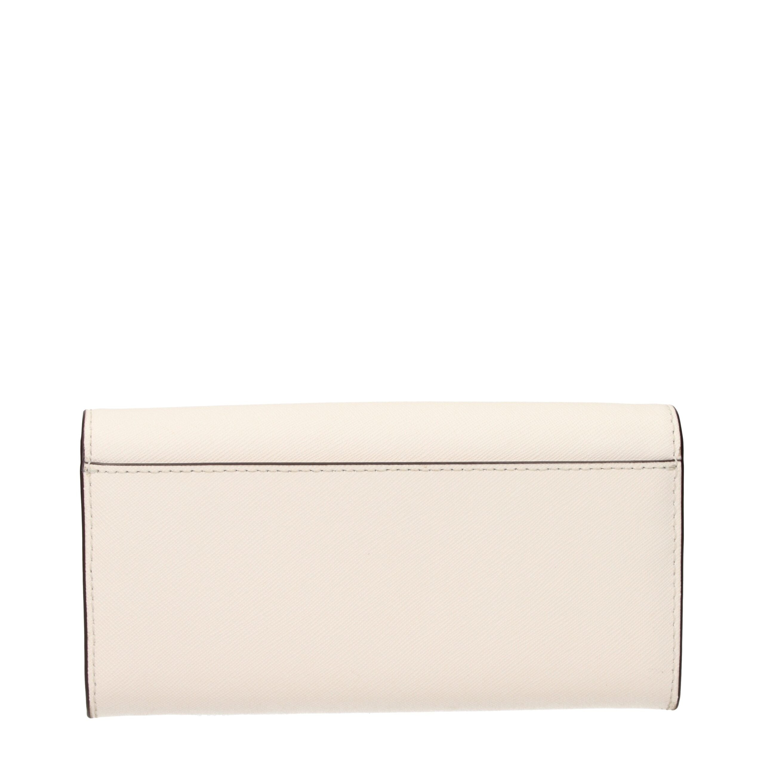 Beige Ledergeldbörse mit Logo auf der Vorderseite von Michael Kors