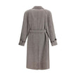 Beige Wool CoatThe Coat by Ferragamo is crafted from a refined herringbone-patterned fabric, showcasing timeless sophistication. It features a button-front closure and two front welt pockets. The structured collar includes an additional internal fastening